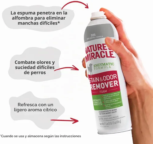 Vista 6 de Nature's Miracle Espuma eliminadora de manchas y olores para perros