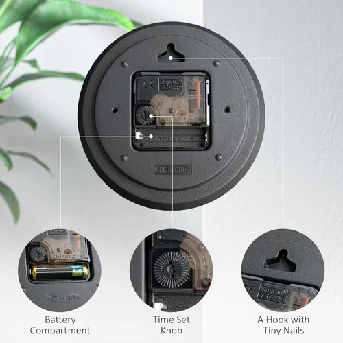 Vista 3 de GLVSAE Reloj de pared de 12 pulgadas sin tictac, relojes de pared que funcionan con pilas, grandes, fáciles de leer con dial estereoscópico