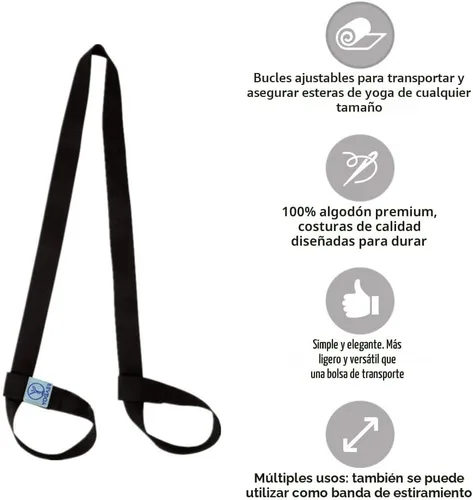 Vista 2 de Yoga Mat Carrier Strap, Adjustable Thick Straps Sling for Carrying Large Mats, Stretching Band 1 pieza clásico negro