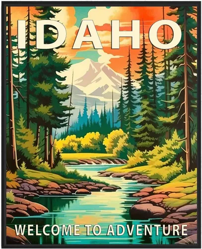 Vista 34 de Póster artístico de Alaska, decoración artística de paisaje retro de Estados Unidos, pintura de montaña y paisaje de aventura para dormitorio, sala