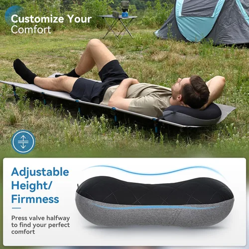 Vista 7 de MARCHWAY Almohada de acampada ultraligera inflable con funda lavable suave, almohada de aire portátil y compresible compacta para dormir al aire