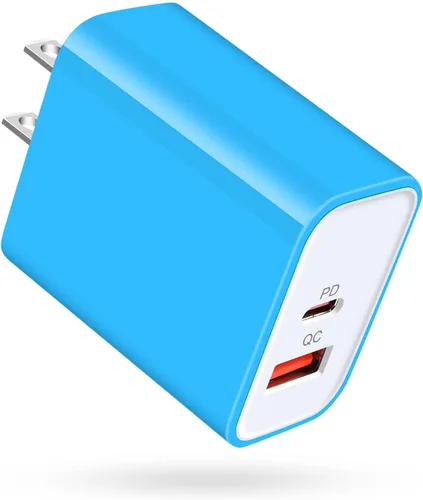 Vista 10 de Bloque de cargador USB C, cargador de pared PD de doble puerto de 20 W para Negro