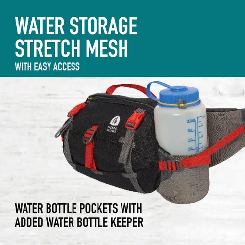 Vista 12 de Sierra Designs Riñonera lumbar flexible, bolsa de cintura de senderismo con soporte para botella de agua, volumen ajustable y más