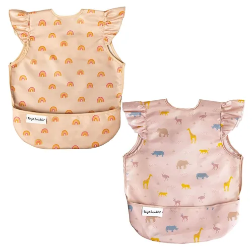 Vista 18 de Tiny Twinkle Baberos para bebé a prueba de desorden Paquete de 2 baberos impermeables para comer Delantal de bebé para alimentación, lavable a