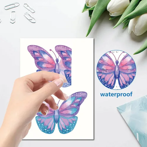 Vista 3 de CRASPIRE 16 hojas de calcomanías de pared con diseño de mariposa, adhesivos para ventana, removibles y coloridos, para decoración de pared, despegar