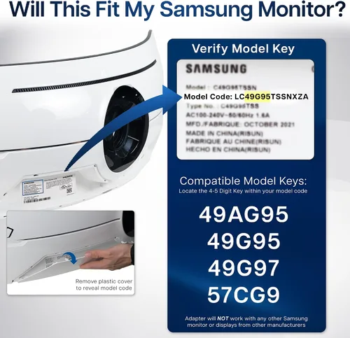 Vista 3 de VIVO Placa Adaptadora VESA de Receso Profundo Diseñada para Monitores Samsung Odyssey Neo G9, G95NA, y Odyssey G9, VESA 100x100, Montura-SG9