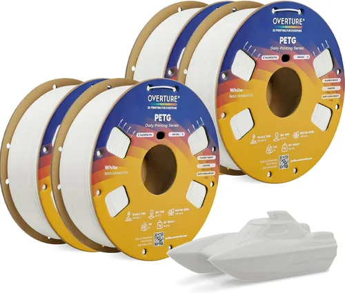 Vista 44 de OVERTURE - Filamento PETG de 1/16 de pulgada (1.75 mm) para impresora 3D y FDM, bien enrollado, duradero, carrete de 4.4 libras, dureza firme