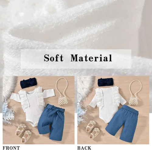 Vista 5 de Aalizzwell Conjunto de pantalones anchos de otoño para niñas recién nacidas