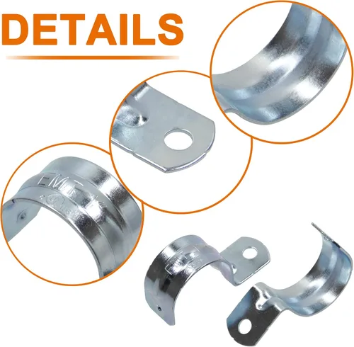 Vista 4 de ISPINNER 25 piezas de correas de tubo EMT de 1 pulgada de acero recubierto de zinc con 1 agujero para fijación de conducto o tubo EMT