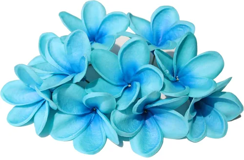 Vista 7 de 10 flores artificiales de plumeria con tallo, albaricoque
