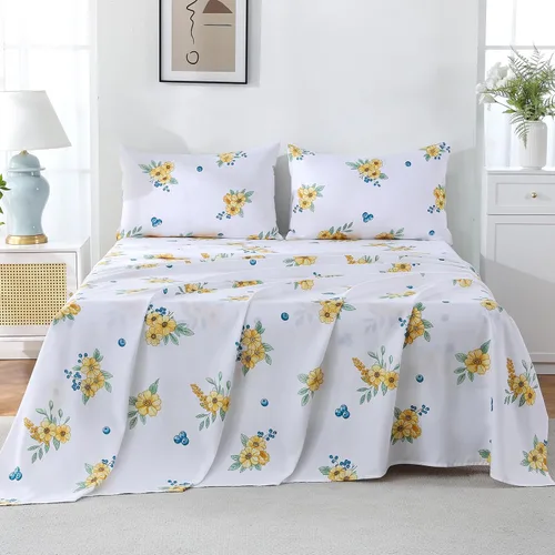 Vista 24 de Bedlifes Juego de sábanas refrescantes de 3 piezas tamaño individual con mezcla de rayón derivado de bambú, suave y transpirable, bolsillo profundo