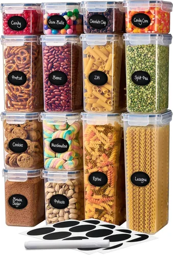 Vista 10 de DWËLLZA KITCHEN Juego de recipientes herméticos para almacenamiento de alimentos, 8 piezas, 1.4 litros, recipientes de almacenamiento de plástico