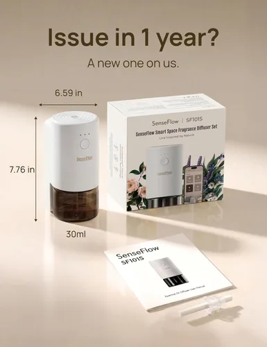 Vista 7 de Difusor de aceite esencial para el hogar, difusor inteligente de aromaterapia sin agua SF101S Pro, aroma de habitación con temporizador y aroma