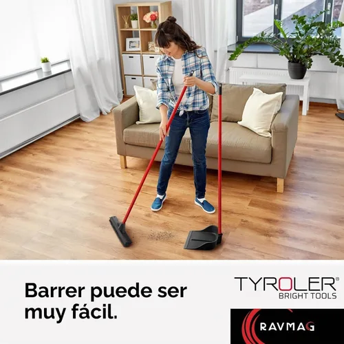 Vista 5 de Recogedor con mango de Ravmag - Construcción sólida de goma natural - Mango de 29" de largo - Diseño vertical - Se adapta a cualquier escoba/cepillo