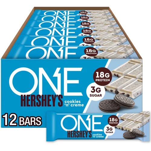 Vista 13 de Barras de proteína ONE, sabor a galletas Hershey's Cookies 'n' Creme, libres de gluten con 18 g de proteína y 3 g de azúcar, artículos básicos