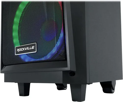 Vista 9 de Rockville Rockngo 800 - Altavoz Bluetooth portátil de 10 pulgadas, luces LED, ruedas, prioridad de micrófono, para fiestas y eventos al aire libre