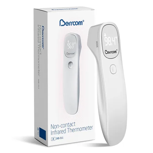 Vista 11 de Berrcom - Termómetro infrarrojo sin contacto para la frente para adultos y niños, termómetros digitales de fiebre 3 en 1 con pantalla LCD y alerta