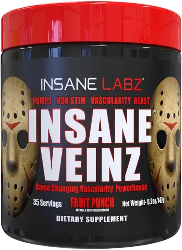Vista 8 de Insane Labz Insane Veinz - Polvo no estimulante potenciador de óxido nítrico, cargado con sulfato de agmatina y betaína anhidra, aumenta
