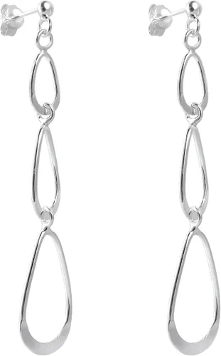 Vista 2 de Trendy Triple bucle gota Plata de ley 925. Post Dangle Earrings
