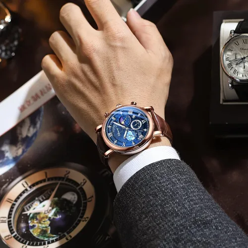 Vista 3 de FANMIS Reloj analógico deportivo militar multifuncional clásico para hombre, vestido de negocios, impermeable, cronógrafo luminoso, cielo