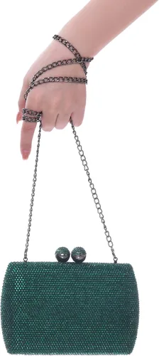 Vista 7 de Bolso de noche con diamantes de imitación completos para mujer, dije de cumpleaños, compromiso, boda, fiesta