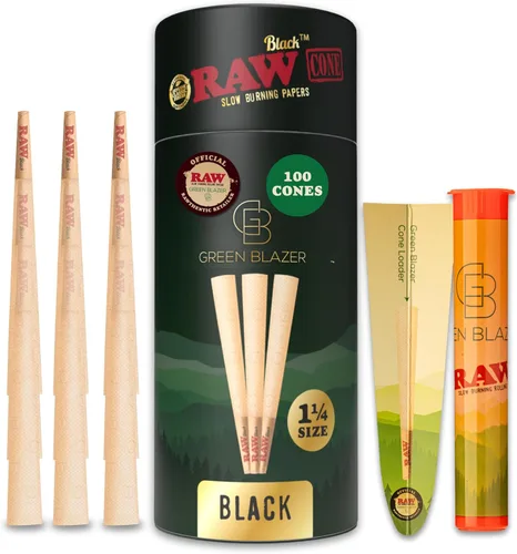 Vista 7 de RAW Conos negros 1 1/4 Tamaño: 50 unidades translúcidos, extrafinos preenrollados y puntas – Papel crudo ultrafino, quemado lento patentado, 3.307 in