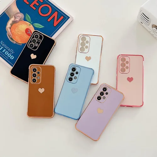 Vista 204 de phylla Funda de teléfono compatible con Samsung Galaxy A12 de 6.5 pulgadas, lindo corazón chapado en oro, elegante funda de lujo para mujer