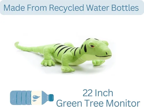 Vista 5 de The Petting Zoo Green Tree Monitor de peluche, regalos para niños, animales reptiles salvajes Onez, juguete de peluche de monitor de árbol verde, 22