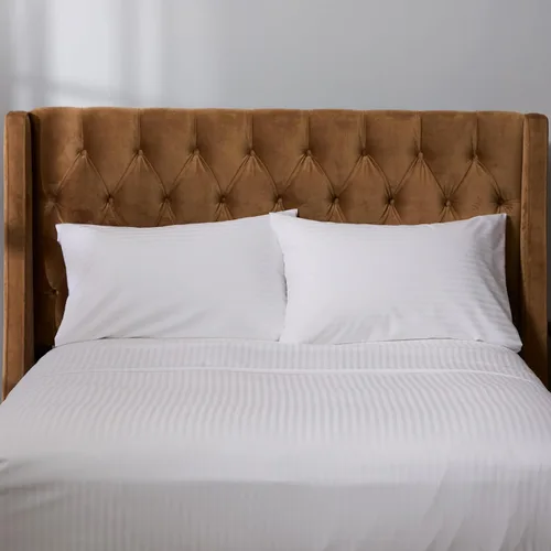 Vista 2 de Cuddledown Juego de sábanas de damasco a rayas Split King Size Damasco Gris antracita