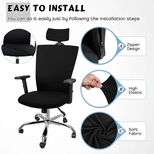 Vista 2 de Lounsweer 3 Piezas Funda para Silla de Oficina Funda para Silla de Escritorio con Ruedas Fundas para Gaming Protector Elástico Lavable Fundas