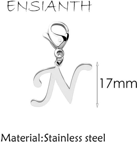 Vista 2 de ENSIANTH Dije del alfabeto con letra inicial de la A a la Z, joyería del alfabeto para mujeres, regalos para amigos, cierres para joyería