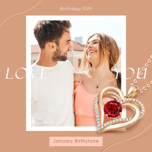 Vista 7 de LOUISA SECRET Love Heart Birthstone Necklaces for Women 925 Sterling Silver Rose Gold Pendant Forever Diamond Jewelry Valentine's Day Christmas