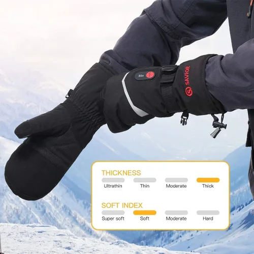 Vista 7 de Guantes de esquí con calefacción, manoplas con calefacción para hombres y mujeres, guantes de batería recargable de 7.4V para esquí y senderismo
