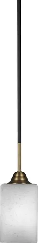 Vista 183 de Toltec Lighting Paramount - Mini colgante de 1 luz en acabado negro mate con cristal de arte perla de 7 pulgadas y estilo negro