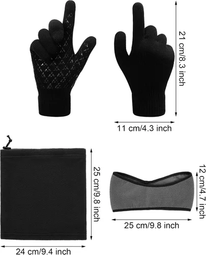 Vista 7 de SATINIOR 6 piezas calentador de orejas calentador de orejas máscara facial polaina cuello polaina pantalla táctil guantes de punto de invierno