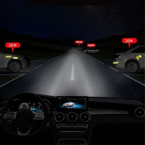 Vista 5 de Juego de 16 calcomanías reflectantes para automóvil, calcomanías de advertencia de espejo, protector de manija de puerta de automóvil, protector Azul