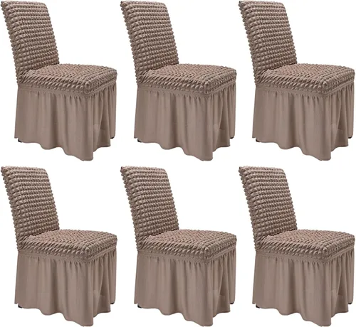 Vista 30 de NICEEC - Juego de 2 fundas para sillas de comedor Beige