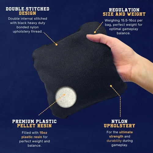 Vista 4 de Cornhole365 Stick & Slide - Juego de 4 bolsas de Cornhole profesionales Negro