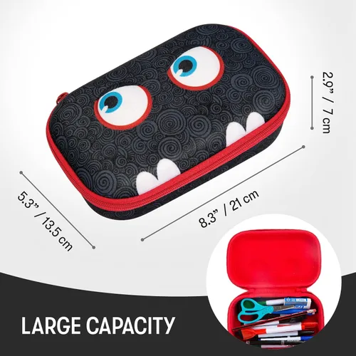 Vista 2 de ZIPIT Wildlings - Estuche para lápices para niños, estuche de gran capacidad y lindo para la escuela, caja organizadora de papelería, negro