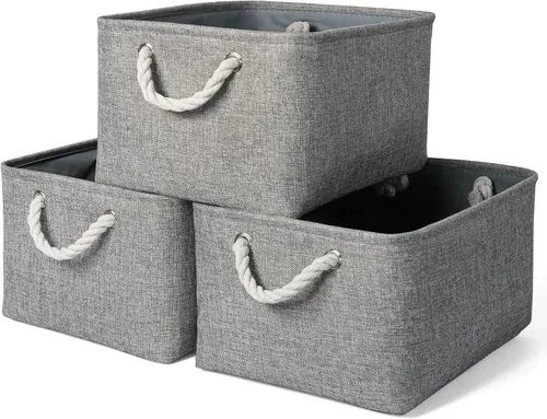 Vista 91 de TheWarmHome Contenedores de almacenamiento para estantes, tamaño mediano, 3 unidades, 13.8 pulgadas de largo x 9.8 pulgadas de ancho x 6.7 pulgadas