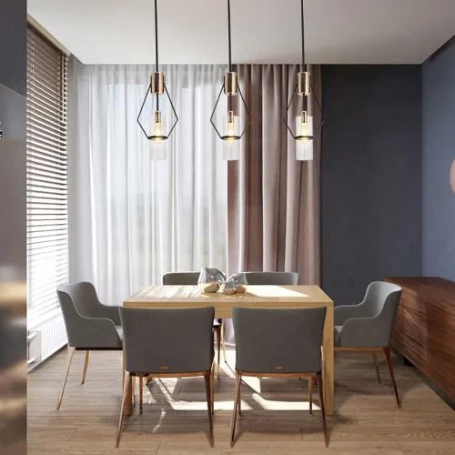 Vista 2 de Lámpara colgante de cristal nórdico, lámpara colgante de una sola cabeza, lámpara de metal ajustable para isla de cocina, sobre fregadero y baño