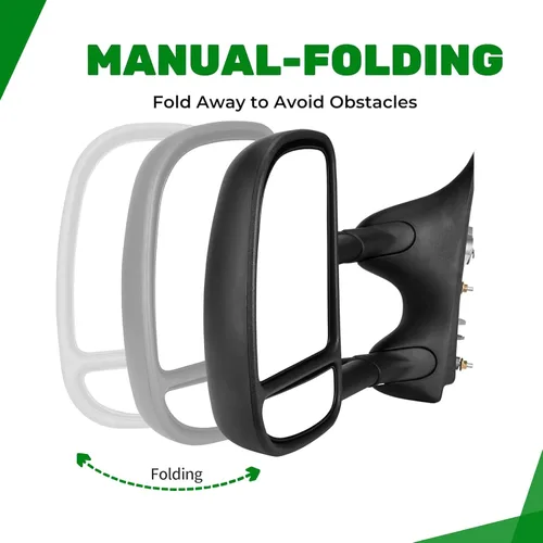 Vista 4 de PZ Espejos de remolque de reemplazo compatibles con Ford Econoline 2003-2014 E-150 E-250 E-350 E-450 E-550 / Juego de par manual de doble brazo