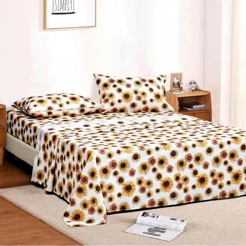 Vista 4 de Virah Bella Juego de sábanas de microfibra con estampado de 4 piezas tamaño queen - Otoño dorado - Blanco