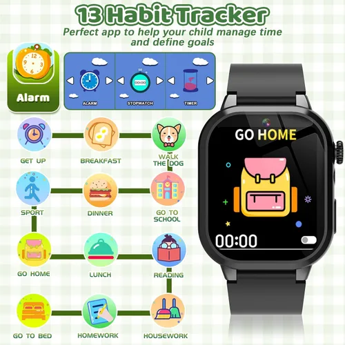 Vista 5 de OVV Reloj inteligente de juegos para niños, pantalla táctil HD de 1.54 pulgadas, más de 30 juegos educativos, cámara, podómetro, alarma, reproductor