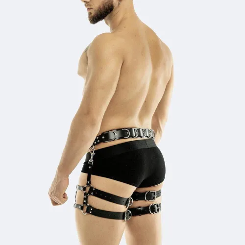 Vista 2 de ALLOVME Men Body Chest Belt for Men Adjustable Leather Belts with Buckles Rave Costume Sexy Punk Chest Belt Clubwear Costume