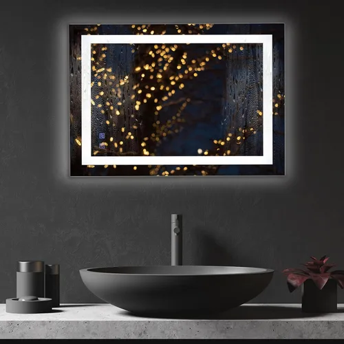 Vista 2 de Bonnlo Espejo de baño LED antiempañador de 32 "24" con luces táctiles/regulables
