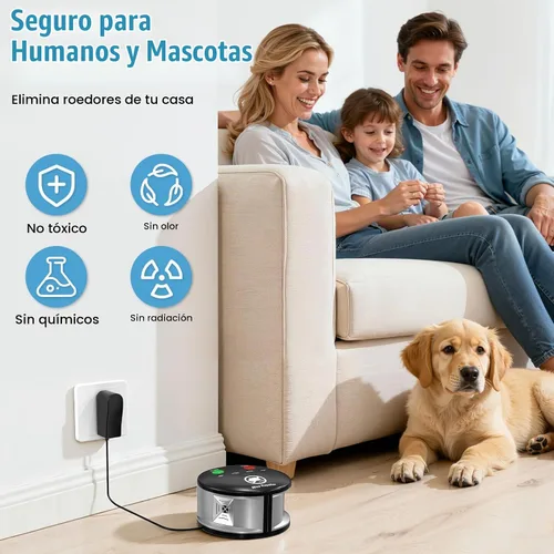 Vista 2 de Repelente ultrasónico de ratón para interiores, repelente de roedores, enchufe electrónico, multimodo de frecuencia variable de 360°, repelente