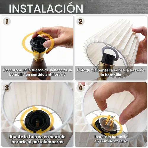 Vista 5 de Juego de 2 lámparas de mesa plisadas pequeñas para dormitorio, mini lámparas de noche para mesita de noche con pantalla redonda de lino de tela