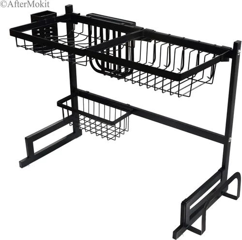 Vista 4 de Estante para fregadero de cocina RV para autocaravana sobre el fregadero de 25 pulgadas y menos, estante de secado de platos para encimera de 27