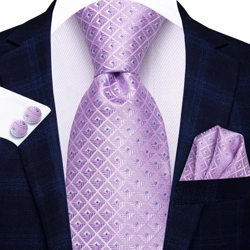Vista 85 de Hi-Tie Corbata clásica de cachemira para hombre con pañuelo y gemelos a cuadros